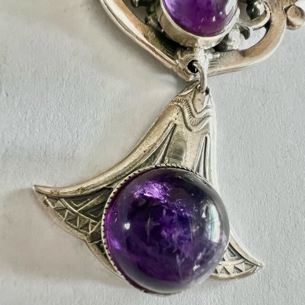 Sterling Silver Art Nouveau Cicada necklace - Picture 5 of 13